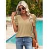 image:imageATHMILE Womens Blouse Dressy Casual V Neck Puff Short Sleeve Tshirts Boho Fashion Summer Spring Tunic Top ClothesKhaki