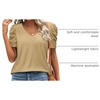 image:imageATHMILE Womens Blouse Dressy Casual V Neck Puff Short Sleeve Tshirts Boho Fashion Summer Spring Tunic Top ClothesKhaki