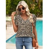 image:imageATHMILE Womens Blouse Dressy Casual V Neck Puff Short Sleeve Tshirts Boho Fashion Summer Spring Tunic Top ClothesLeopard
