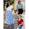 image:imageATHMILE Womens Blouse Dressy Casual V Neck Puff Short Sleeve Tshirts Boho Fashion Summer Spring Tunic Top ClothesPink