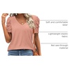 image:imageATHMILE Womens Blouse Dressy Casual V Neck Puff Short Sleeve Tshirts Boho Fashion Summer Spring Tunic Top ClothesPink