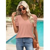 image:imageATHMILE Womens Blouse Dressy Casual V Neck Puff Short Sleeve Tshirts Boho Fashion Summer Spring Tunic Top ClothesPink