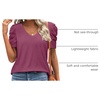 image:imageATHMILE Womens Blouse Dressy Casual V Neck Puff Short Sleeve Tshirts Boho Fashion Summer Spring Tunic Top ClothesPurple Red