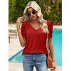 image:imageATHMILE Womens Blouse Dressy Casual V Neck Puff Short Sleeve Tshirts Boho Fashion Summer Spring Tunic Top ClothesRed