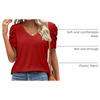 image:imageATHMILE Womens Blouse Dressy Casual V Neck Puff Short Sleeve Tshirts Boho Fashion Summer Spring Tunic Top ClothesRed