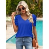 image:imageATHMILE Womens Blouse Dressy Casual V Neck Puff Short Sleeve Tshirts Boho Fashion Summer Spring Tunic Top ClothesRoyal Blue