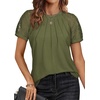 image:imageATHMILE Womens Blouses Short Sleeve Tops Spring Summer Fall Work Dressy Casual Business Date Outfits Lace Shirts 2026Armygreen