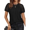 image:imageATHMILE Womens Blouses Short Sleeve Tops Spring Summer Fall Work Dressy Casual Business Date Outfits Lace Shirts 2026Black