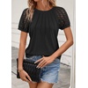 image:imageATHMILE Womens Blouses Short Sleeve Tops Spring Summer Fall Work Dressy Casual Business Date Outfits Lace Shirts 2026Black