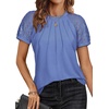 image:imageATHMILE Womens Blouses Short Sleeve Tops Spring Summer Fall Work Dressy Casual Business Date Outfits Lace Shirts 2026Lightblue