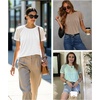 image:imageATHMILE Womens Blouses Short Sleeve Tops Spring Summer Fall Work Dressy Casual Business Date Outfits Lace Shirts 2026Lightblue