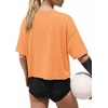 image:imageATHMILE Womens Crop Tops Workout Shirts Gym Oversized Spring Summer Basic Tees Short Sleeve Casual Loose Drop Shoulder 2026  Trendy Fashion Teen Girls Short Sleeve Casual Loose Drop Shoulder Plus Size Cute Clothes 2026Orange