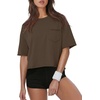 image:imageATHMILE Womens Crop Tops Workout Shirts Gym Oversized Spring Summer Basic Tees Short Sleeve Casual Loose Drop Shoulder 2026  Trendy Fashion Teen Girls Short Sleeve Casual Loose Drop Shoulder Plus Size Cute Clothes 2026Brown