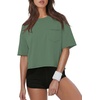 image:imageATHMILE Womens Crop Tops Workout Shirts Gym Oversized Spring Summer Basic Tees Short Sleeve Casual Loose Drop Shoulder 2026  Trendy Fashion Teen Girls Short Sleeve Casual Loose Drop Shoulder Plus Size Cute Clothes 2026Darkgreen