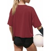 image:imageATHMILE Womens Crop Tops Workout Shirts Gym Oversized Spring Summer Basic Tees Short Sleeve Casual Loose Drop Shoulder 2026  Trendy Fashion Teen Girls Short Sleeve Casual Loose Drop Shoulder Plus Size Cute Clothes 2026Winered