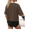 image:imageATHMILE Womens Crop Tops Workout Shirts Gym Oversized Spring Summer Basic Tees Short Sleeve Casual Loose Drop Shoulder 2026  Trendy Fashion Teen Girls Short Sleeve Casual Loose Drop Shoulder Plus Size Cute Clothes 2026Brown