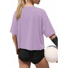 image:imageATHMILE Womens Crop Tops Workout Shirts Gym Oversized Spring Summer Basic Tees Short Sleeve Casual Loose Drop Shoulder 2026  Trendy Fashion Teen Girls Short Sleeve Casual Loose Drop Shoulder Plus Size Cute Clothes 2026Purple