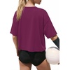 image:imageATHMILE Womens Crop Tops Workout Shirts Gym Oversized Spring Summer Basic Tees Short Sleeve Casual Loose Drop Shoulder 2026  Trendy Fashion Teen Girls Short Sleeve Casual Loose Drop Shoulder Plus Size Cute Clothes 2026Purple Red