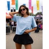 image:imageATHMILE Womens Crop Tops Workout Shirts Gym Oversized Spring Summer Basic Tees Short Sleeve Casual Loose Drop Shoulder 2026  Trendy Fashion Teen Girls Short Sleeve Casual Loose Drop Shoulder Plus Size Cute Clothes 2026Skyblue