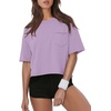 image:imageATHMILE Womens Crop Tops Workout Shirts Gym Oversized Spring Summer Basic Tees Short Sleeve Casual Loose Drop Shoulder 2026  Trendy Fashion Teen Girls Short Sleeve Casual Loose Drop Shoulder Plus Size Cute Clothes 2026Purple