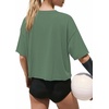 image:imageATHMILE Womens Crop Tops Workout Shirts Gym Oversized Spring Summer Basic Tees Short Sleeve Casual Loose Drop Shoulder 2026  Trendy Fashion Teen Girls Short Sleeve Casual Loose Drop Shoulder Plus Size Cute Clothes 2026Darkgreen