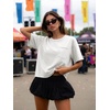 image:imageATHMILE Womens Crop Tops Workout Shirts Gym Oversized Spring Summer Basic Tees Short Sleeve Casual Loose Drop Shoulder 2026  Trendy Fashion Teen Girls Short Sleeve Casual Loose Drop Shoulder Plus Size Cute Clothes 2026White