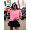image:imageATHMILE Womens Crop Tops Workout Shirts Gym Oversized Spring Summer Basic Tees Short Sleeve Casual Loose Drop Shoulder 2026  Trendy Fashion Teen Girls Short Sleeve Casual Loose Drop Shoulder Plus Size Cute Clothes 2026Pink