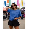 image:imageATHMILE Womens Crop Tops Workout Shirts Gym Oversized Spring Summer Basic Tees Short Sleeve Casual Loose Drop Shoulder 2026  Trendy Fashion Teen Girls Short Sleeve Casual Loose Drop Shoulder Plus Size Cute Clothes 2026Blue