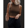 image:imageATHMILE Womens Double Lined Crop Tank Tops Casual Basic Shirts Sleeveless Workout Tops Cute Summer Clothes Teen GirlsBrown