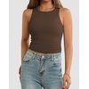 image:imageATHMILE Womens Double Lined Crop Tank Tops Casual Basic Shirts Sleeveless Workout Tops Cute Summer Clothes Teen GirlsBrown