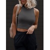 image:imageATHMILE Womens Double Lined Crop Tank Tops Casual Basic Shirts Sleeveless Workout Tops Cute Summer Clothes Teen GirlsDark Grey