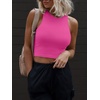 image:imageATHMILE Womens Double Lined Crop Tank Tops Casual Basic Shirts Sleeveless Workout Tops Cute Summer Clothes Teen GirlsHot Pink