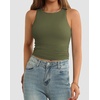 image:imageATHMILE Womens Double Lined Crop Tank Tops Casual Basic Shirts Sleeveless Workout Tops Cute Summer Clothes Teen GirlsOlive Green