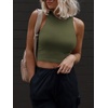 image:imageATHMILE Womens Double Lined Crop Tank Tops Casual Basic Shirts Sleeveless Workout Tops Cute Summer Clothes Teen GirlsOlive Green
