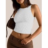 image:imageATHMILE Womens Double Lined Crop Tank Tops Casual Basic Shirts Sleeveless Workout Tops Cute Summer Clothes Teen GirlsWhite Polka Dots