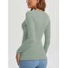 image:imageATHMILE Womens Fall Deep V Neck Long Sleeve Shirts Modal Slim Fit Basic Tee Tops 2026Alight Green