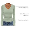 image:imageATHMILE Womens Fall Deep V Neck Long Sleeve Shirts Modal Slim Fit Basic Tee Tops 2026Alight Green