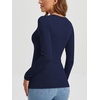 image:imageATHMILE Womens Fall Deep V Neck Long Sleeve Shirts Modal Slim Fit Basic Tee Tops 2026Anavy