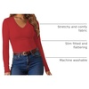 image:imageATHMILE Womens Fall Deep V Neck Long Sleeve Shirts Modal Slim Fit Basic Tee Tops 2026Ared