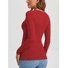 image:imageATHMILE Womens Fall Deep V Neck Long Sleeve Shirts Modal Slim Fit Basic Tee Tops 2026Ared