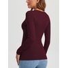 image:imageATHMILE Womens Fall Deep V Neck Long Sleeve Shirts Modal Slim Fit Basic Tee Tops 2026Bburgundy