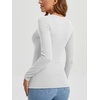 image:imageATHMILE Womens Fall Deep V Neck Long Sleeve Shirts Modal Slim Fit Basic Tee Tops 2026Bwhite