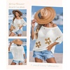 image:imageATHMILE Womens Floral Spring Tops Summer Fashion Shirts Short Sleeve Beach Vacation Crochet Knit Sweater Lightweight PulloverWhite
