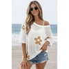 image:imageATHMILE Womens Floral Spring Tops Summer Fashion Shirts Short Sleeve Beach Vacation Crochet Knit Sweater Lightweight PulloverWhite