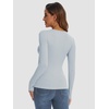 image:imageATHMILE Womens Long Sleeve CrewneckV Neck Ribbed Tops Fall Fitted Stretch Casual Basic T Shirts 2026Alight Blue