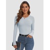 image:imageATHMILE Womens Long Sleeve CrewneckV Neck Ribbed Tops Fall Fitted Stretch Casual Basic T Shirts 2026Alight Blue