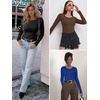 image:imageATHMILE Womens Long Sleeve CrewneckV Neck Ribbed Tops Fall Fitted Stretch Casual Basic T Shirts 2026Alight Blue