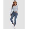 image:imageATHMILE Womens Long Sleeve CrewneckV Neck Ribbed Tops Fall Fitted Stretch Casual Basic T Shirts 2026Alight Blue