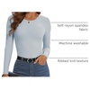 image:imageATHMILE Womens Long Sleeve CrewneckV Neck Ribbed Tops Fall Fitted Stretch Casual Basic T Shirts 2026Alight Blue