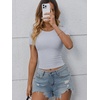 image:imageATHMILE Womens Long Sleeve CrewneckV Neck Ribbed Tops Fall Fitted Stretch Casual Basic T Shirts 2026Blight Blue